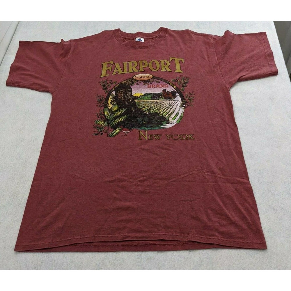 Fairport New York Natural Brand T Shirt Made In USA Extra Large Short Sleeve